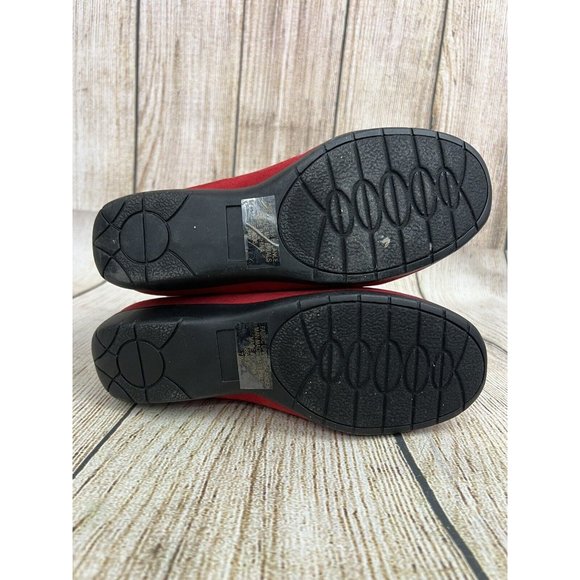 Women Ankle Moccasin Booties Ankle Boots Sz 7W Red Faux Suede Lace Up Boho - Picture 10 of 10